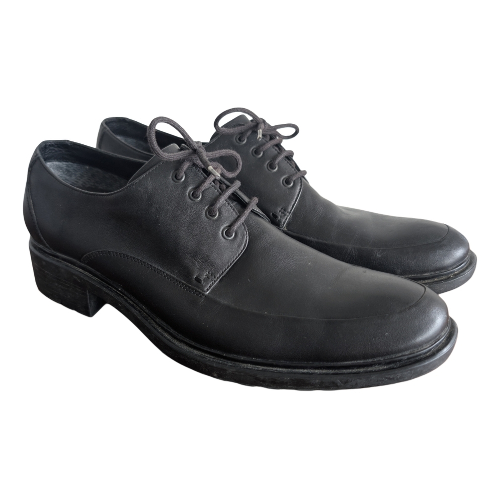 Kenneth Cole Men's 9.5 Black Leather Lace Up Dress Shoes w/‎ Silver Technology